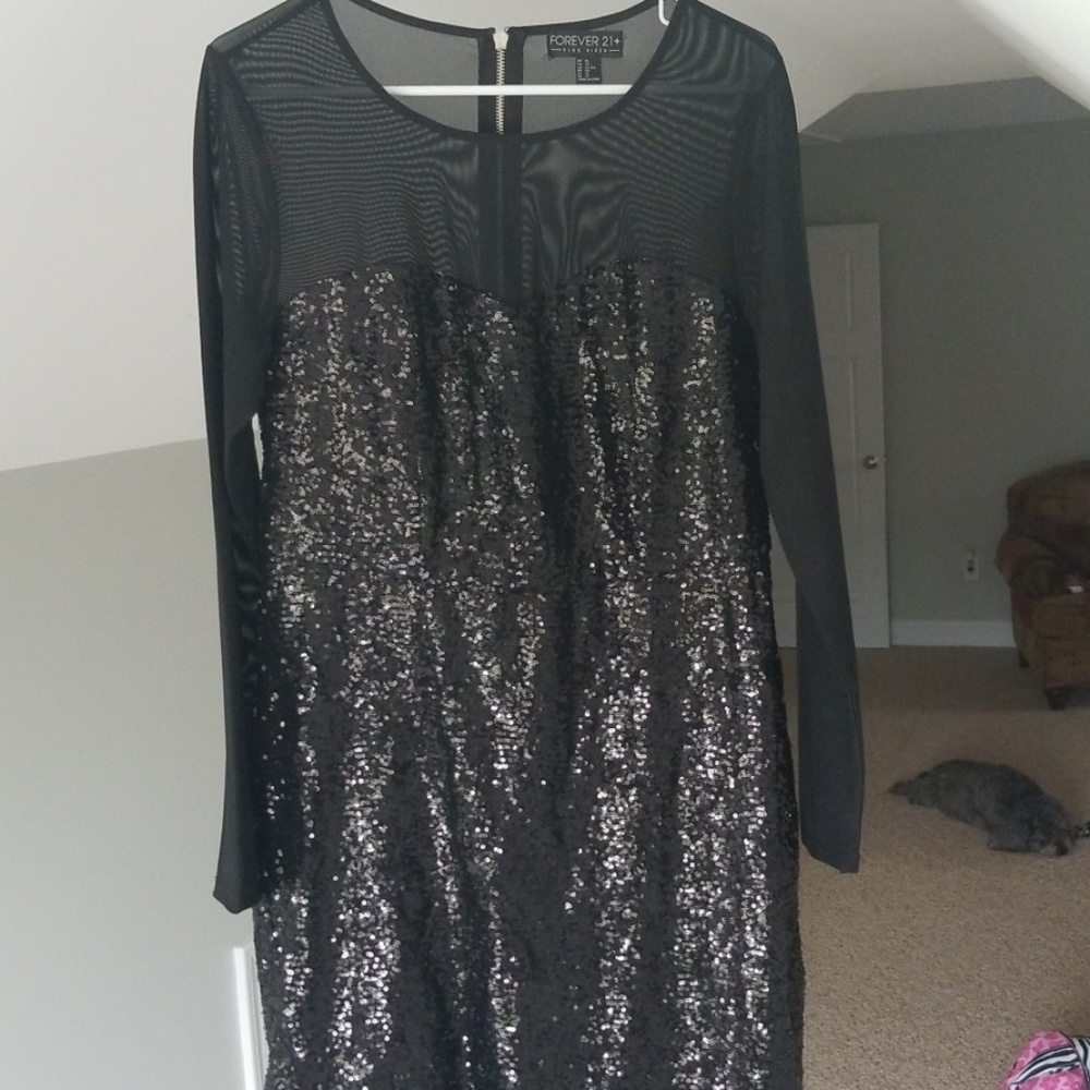 Black sheer long sleeve dress